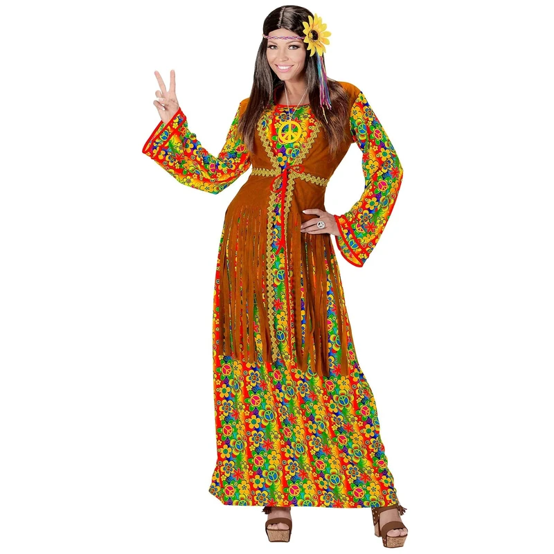 Widmann Women's Costume Hippie ,Multi-Coloured, Large