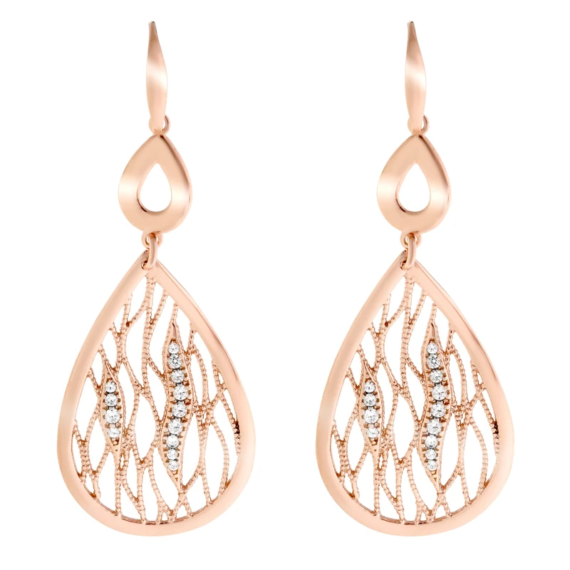 Orphelia Rose Gold 925 Sterling Silver Dangle and Drop Earrings ZO-7188/RG