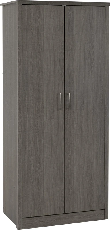 Seconique Lisbon 2 Door Wardrobe in Black Wood Grain