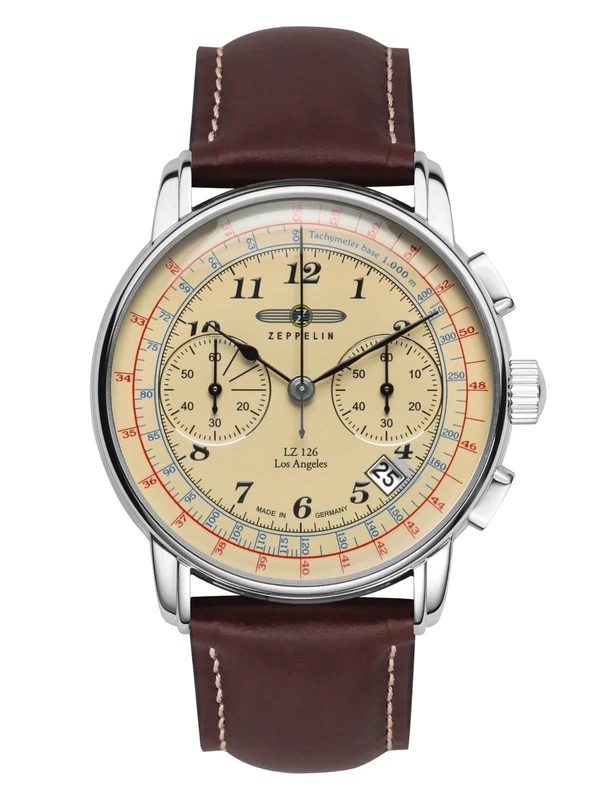 Zeppelin lz126 Los Angeles Mens Analogue Quartz Watch with Leather Bracelet 7614-5 - Image 1