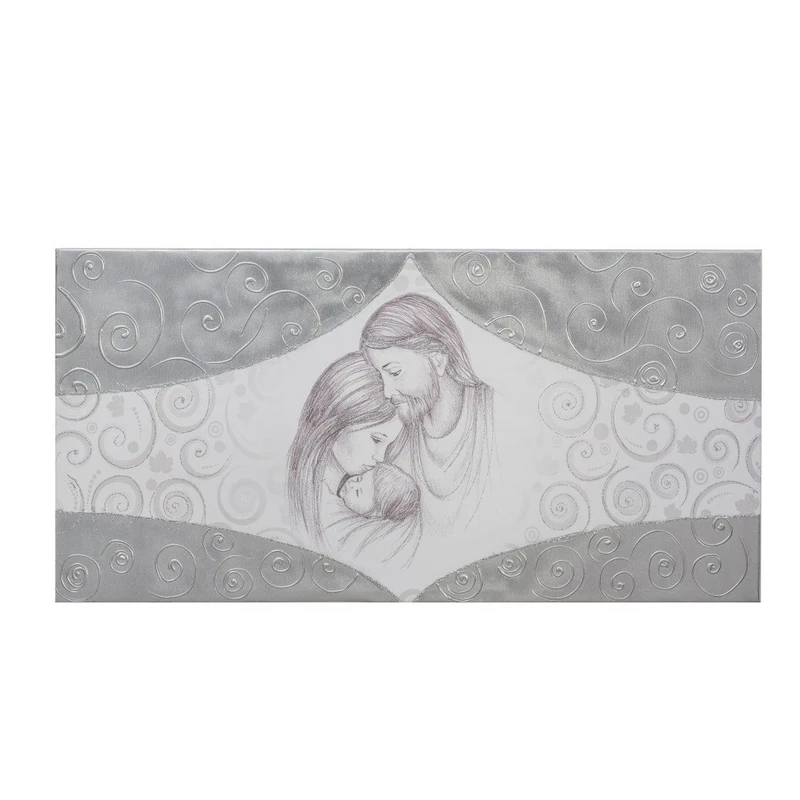 oggettando Holy Family Canvas Print - Silver Curtains 67x125cm - Image 1