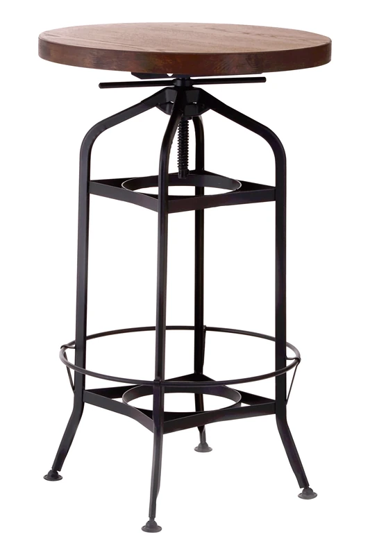 Premier Housewares Metal New Foundry Bar Table, Walnut/Black