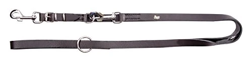 Dingo Soft Leather Dog Leash Adjustable 120-200 cm Handmade with a Swappable Clasp Black 11228