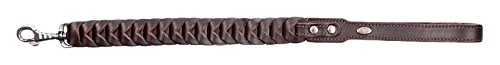 Dingo Short Leash Plaited in Shell Style, Handmade of Leather, Brown 10498