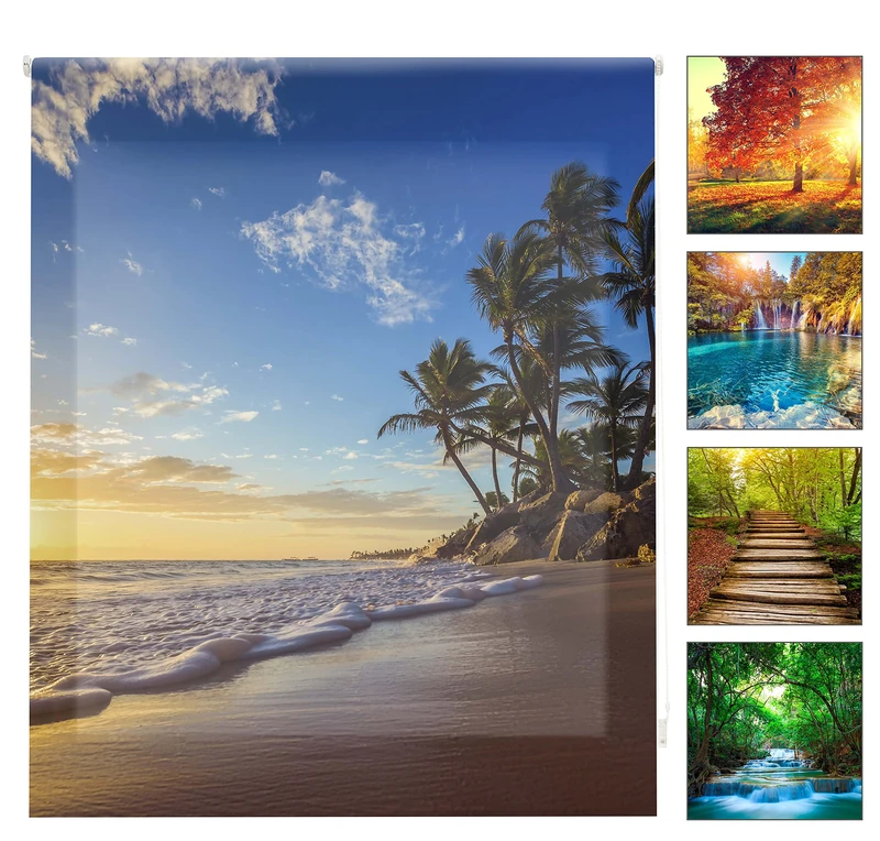 Blindecor W-P-77231 – Translucent Roller Blind, Digital Print, 130 x 180 cm, Multi-Coloured