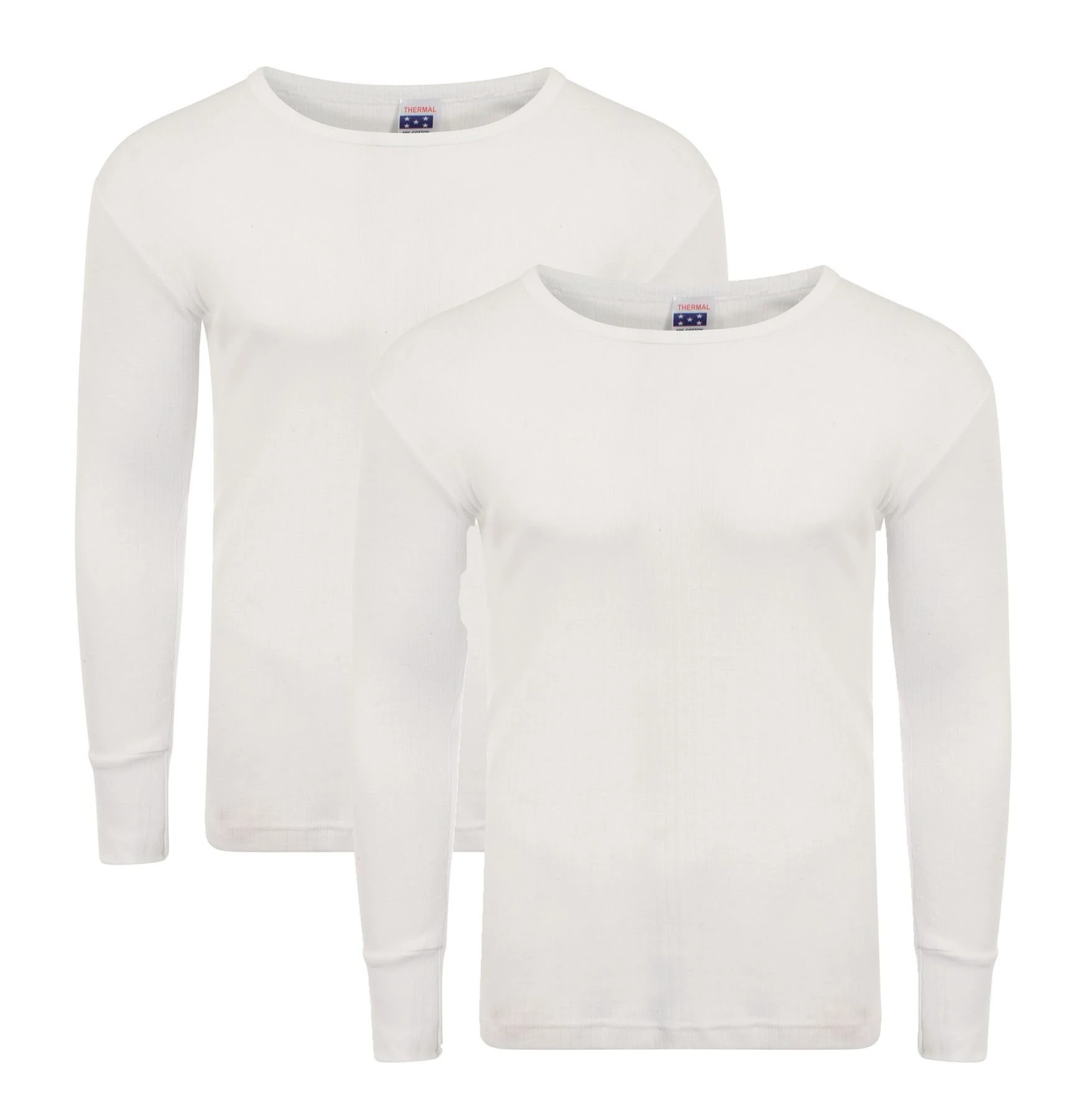 Heatwave® Pack of 2 Men's Thermal Long Sleeve Top, Warm Underwear Baselayer, S M L XL XXL Thermals, Small White