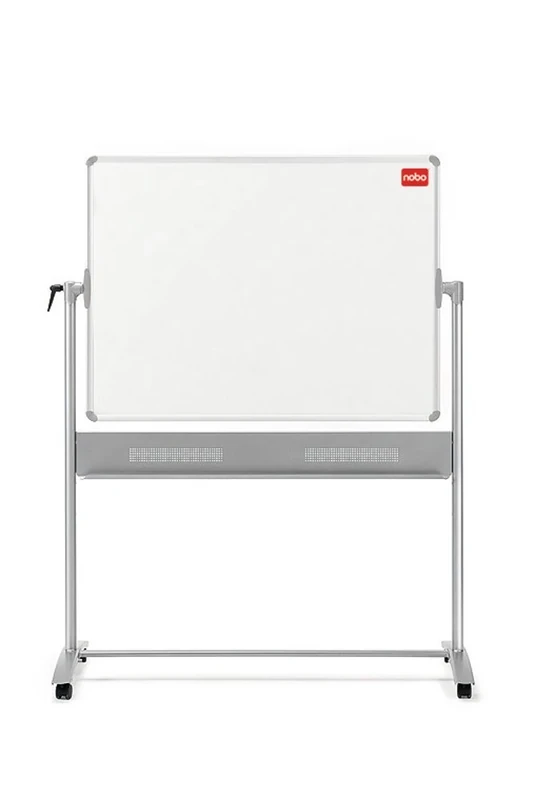Nobo Basic Melamine Mobile Dry Wipe Whiteboard with Horizontal Pivot (Flips Top to Bottom), 1500 x 1200 mm, White, 1905240