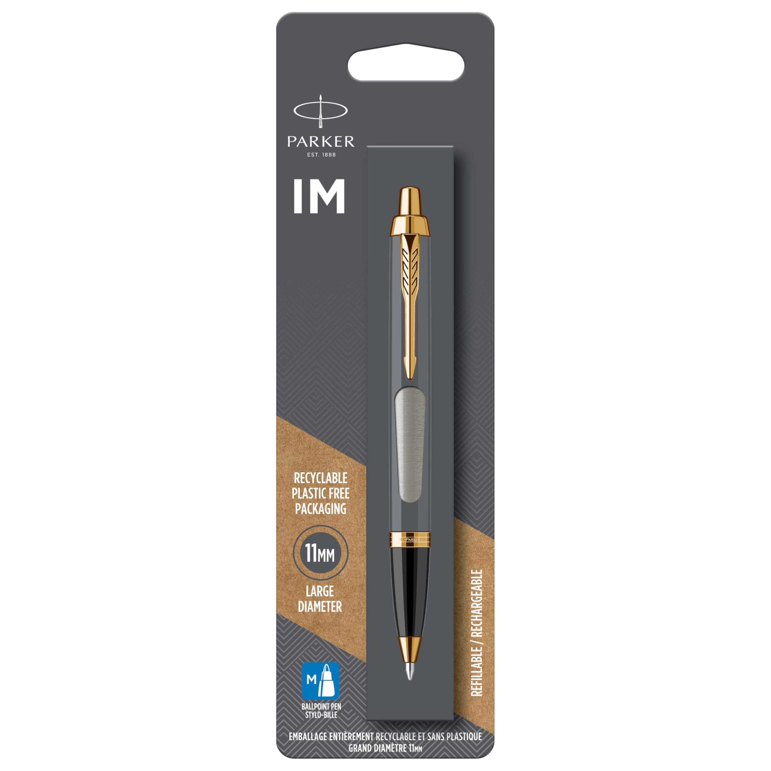 Parker IM Ballpoint Pen | Brushed Metal | Medium Point Blue Ink Refill