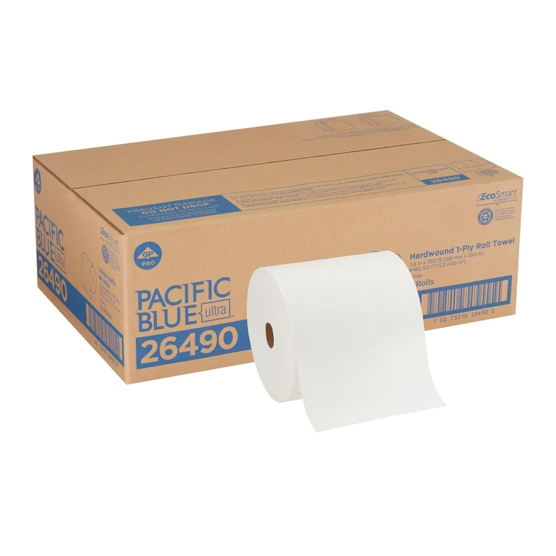 Pacific Blue Ultra 8" High Capacity Recycled Paper Towel Roll by GP PRO (Georgia-Pacific), White, 26490, 1150 Feet Per Roll, 6 Rolls Per Case