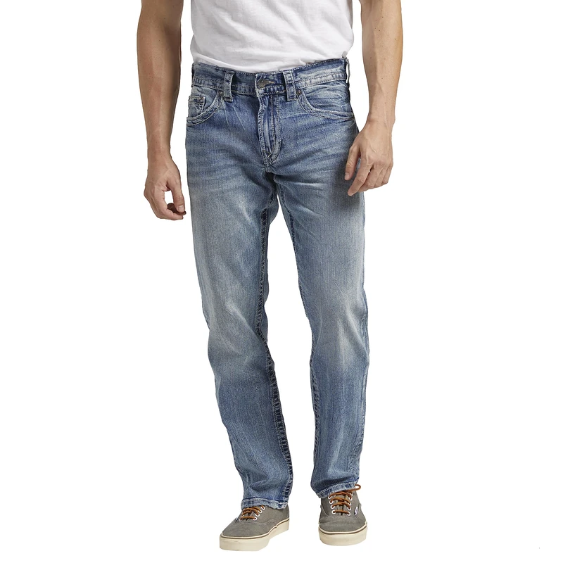 Silver Jeans Co. Mens Mens Eddie Relaxed Fit Tapered Leg Light Wash Jean Jeans - Grey -