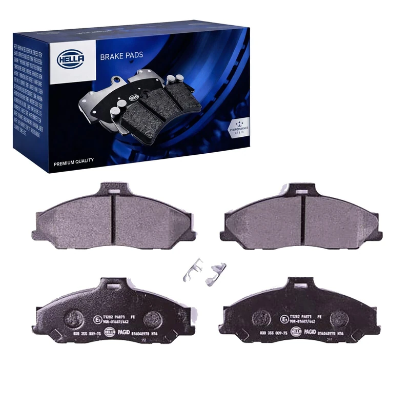 HELLA 8DB 355 009-751 Brake pad set - with acoustic wear warning - T1282 - for e.g. FORD / MAZDA