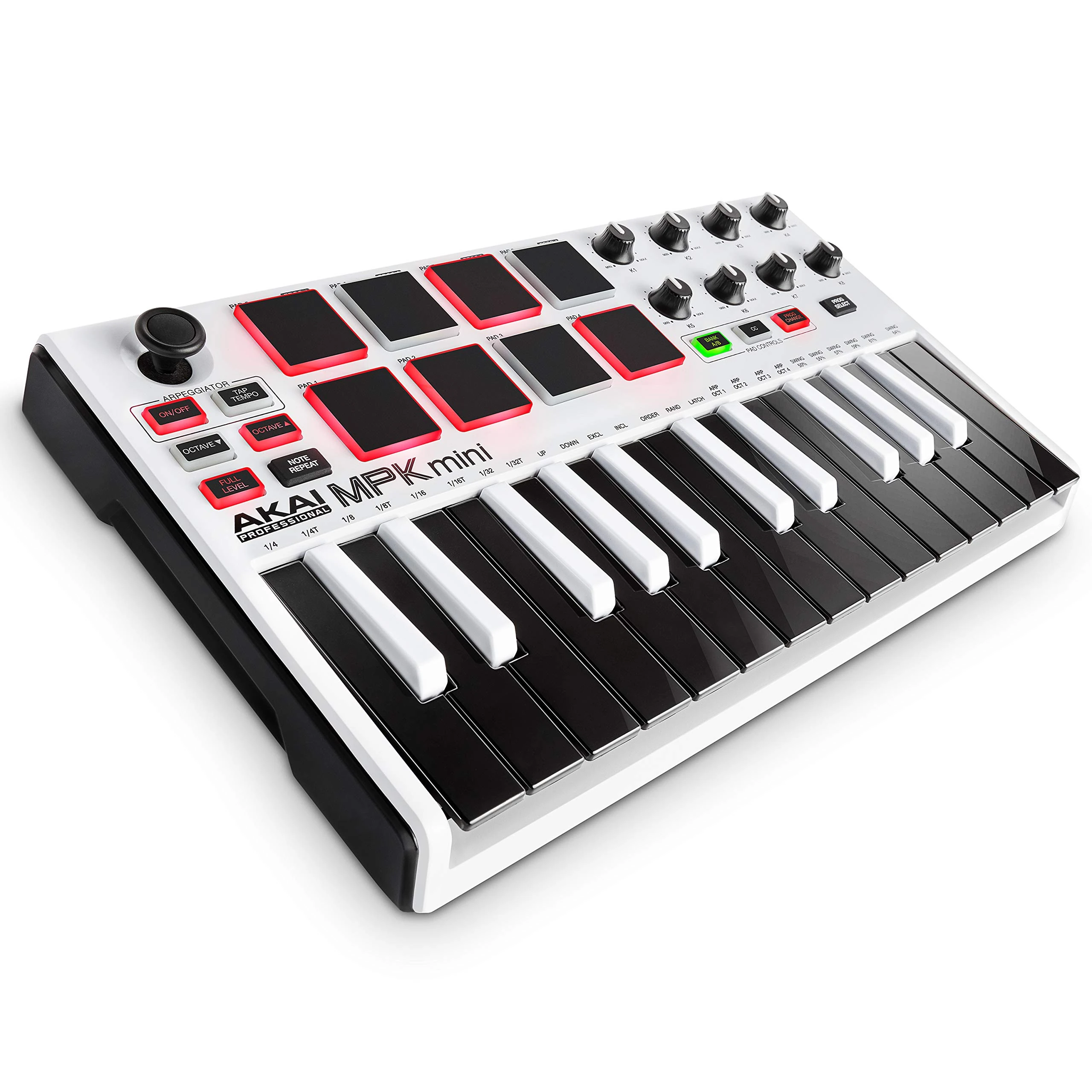 AKAI Professional MPK Mini MKII - 25 Key USB MIDI Keyboard Controller with 8 Drum Pads and Pro Software Suite Included - Limited Edition White Finish