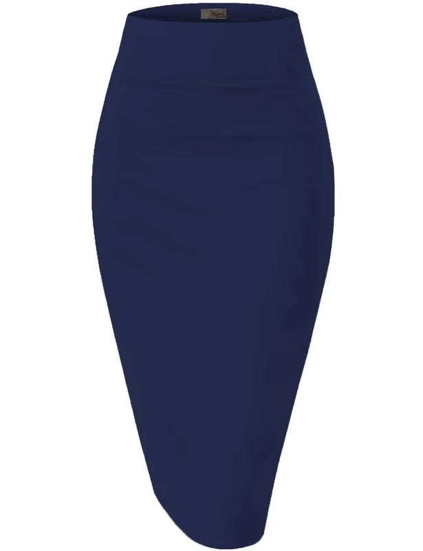 Hybrid & Company Womens Premium Stretch Office Pencil Skirt KSK45002 Navy XLarge - Image 1