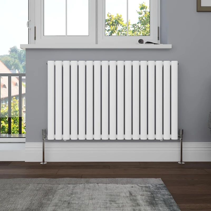 NRG Horizontal 600x1003 Oval Column Designer Radiator Central Heating Single Panel Gloss White