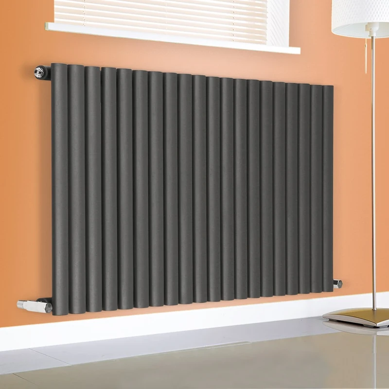 NRG Horizontal 600x1180 Oval Column Radiator Bathroom Central Heating Single Anthracite