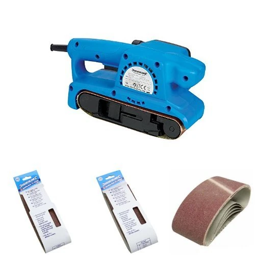 Silverline 261792 DIY Belt Sander, 730 V with assorted Sanding Belt packs: