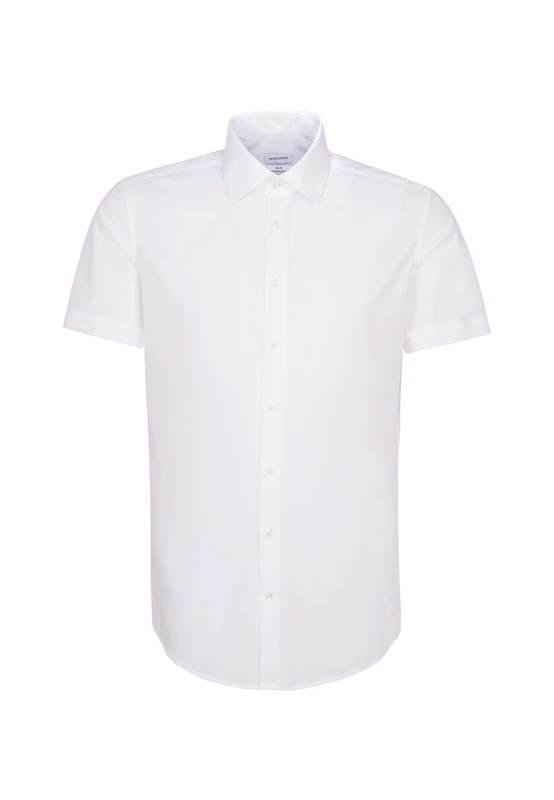 Seidensticker business shirt - slim fit - non-iron - Kent collar - short sleeves - 100% cotton