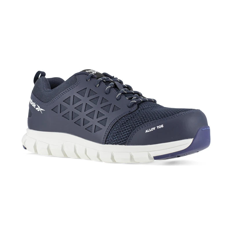 REEBOK WORK IB1030 S1P Excel Light Aluminium Toe Athletic PR Work Shoe, 43, NAVY/WHITE