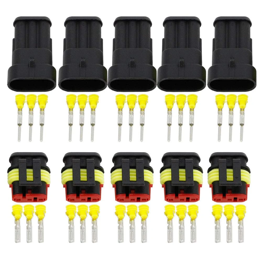 CNLW 5 Sets 3 Pin AMP Superseal 1.5mm Series Connectors DJ7031-1.5-11/21 Waterproof Electrical Wire Connector,Xenon lamp connector Automobile Connectors