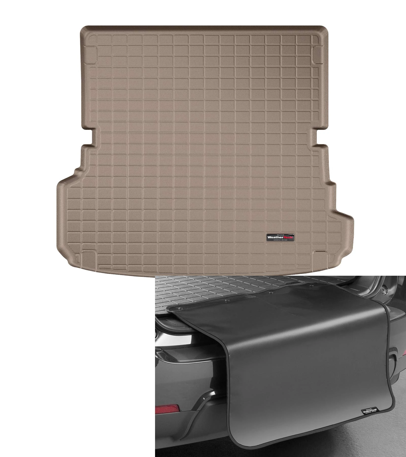 WeatherTech Cargo Liner Floor Mat + Bumper Protector Tailored Suitable for: Audi Q7/SQ7 7 Seats Behind 2* Row 2015-19|Beige CargoLiner