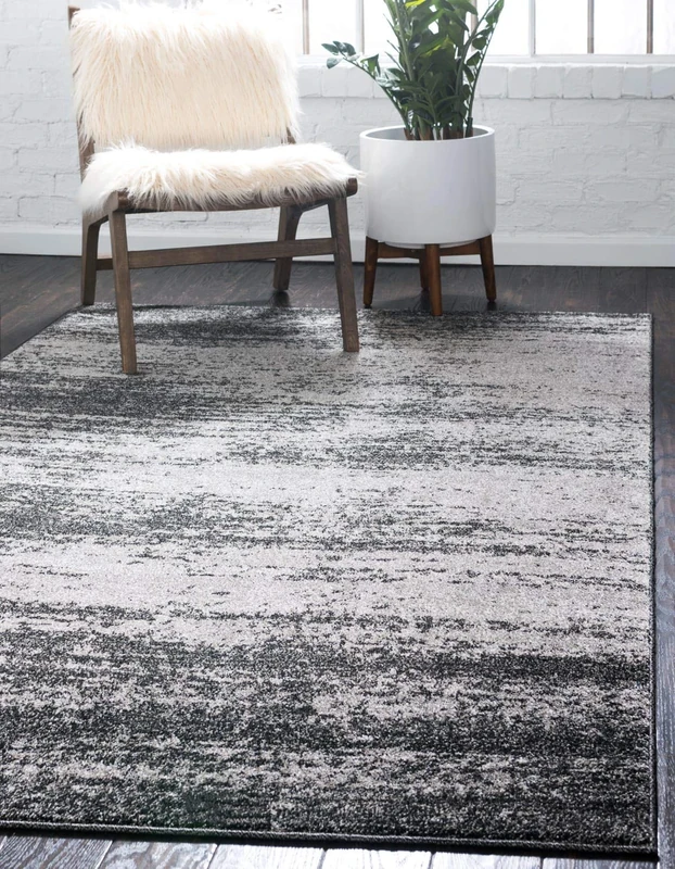 Unique Loom Area Rug-Transitional Inspired with Modern Contemporary Design, Polypropylene, Dark Gray/Light Gray, 5-footx8-foot