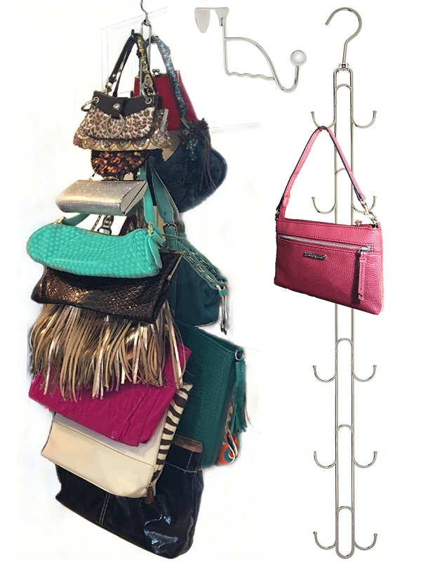 Over Door and Closet Purse Hanger Organizer- 12++ Max Purse Storage, Bag Holder Rotates 360, Quality Heavy Duty Chrome Holds 50lbs; Purses, Handbags, Totes, Crossbody, Backpacks, Fanny, Belt Bags - Image 1