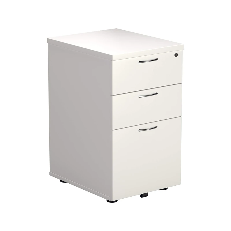 Office Hippo Heavy Duty Pedestal Filing Cabinet, File Cabinet, Office Cabinet with Anti-Tilt Mechanism, Lockable Filing Cabinet, Versatile Under Desk Office Storage - White, 3 Drawer