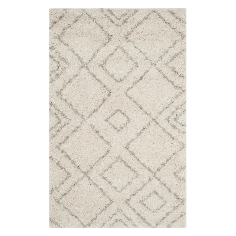 Safavieh Shaggy Indoor Woven Rectangle Area Rug, Arizona Shag Collection, ASG744, in Ivory / Beige, 91 X 152 cm for Living Room, Bedroom or Any Indoor Space