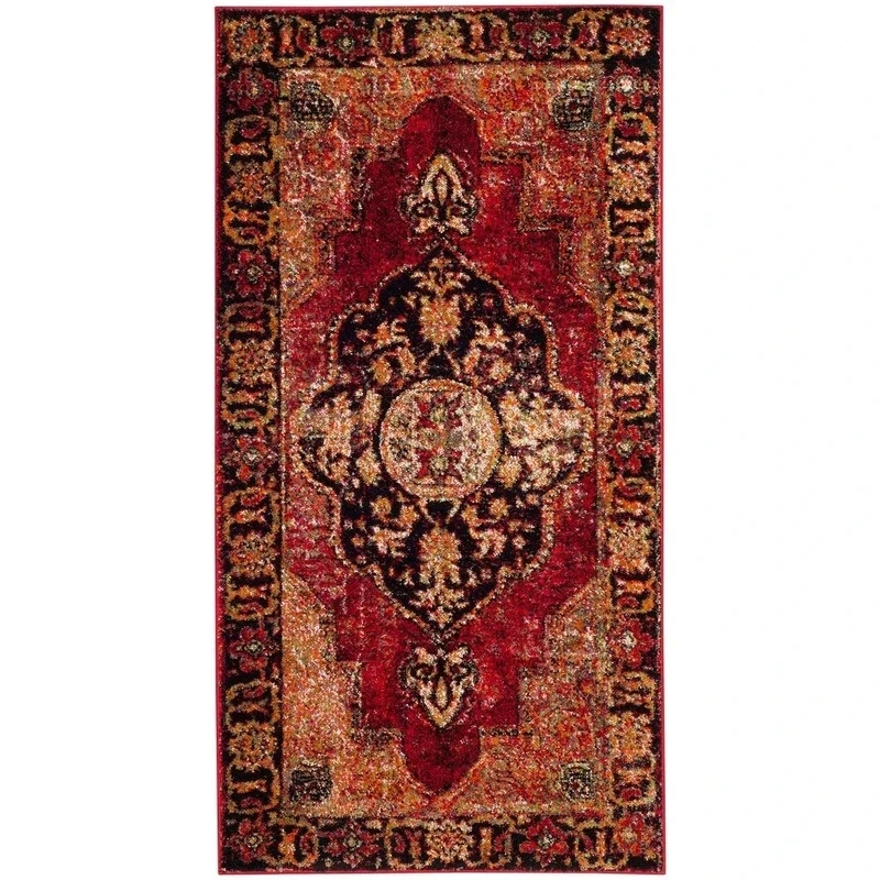 Safavieh Vintage Hamadan Indoor Woven Rectangle Area Rug, Persian Collection, VTH219, in Red/Multi, 79 X 152 cm for Living Room, Bedroom or Any Indoor Space