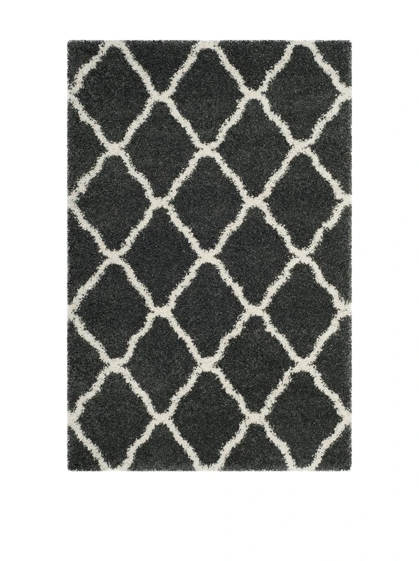 Safavieh Shaggy Indoor Woven Rectangle Area Rug, Hudson Shag Collection, SGH283, in Dark Grey / Ivory, 91 X 152 cm for Living Room, Bedroom or Any Indoor Space
