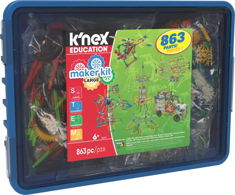 Basic Fun K'NEX STEAM Education | Makers Kit Large Kids Building Set | 863 Piece Stem Learning Kit for Large Groups, Engineering Construction for Kids Ages 6 78497