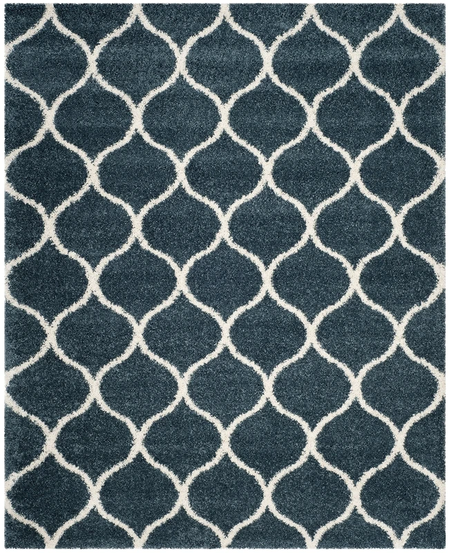 Safavieh Shaggy Indoor Woven Rectangle Area Rug, Hudson Shag Collection, SGH280, in Slate Blue/Ivory, 183 x 274 cm for Living Room, Bedroom or Any Indoor Space