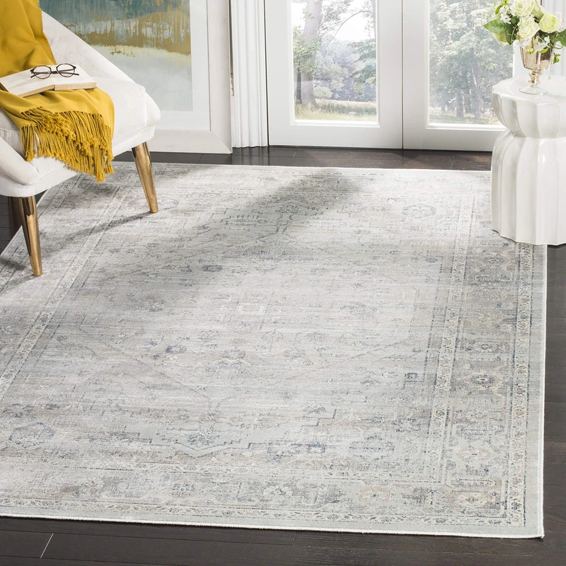 Safavieh Traditional Indoor Woven Rectangle Area Rug, Vintage Collection, VTG123, in Light Blue, 201 X 279 cm for Living Room, Bedroom or Any Indoor Space