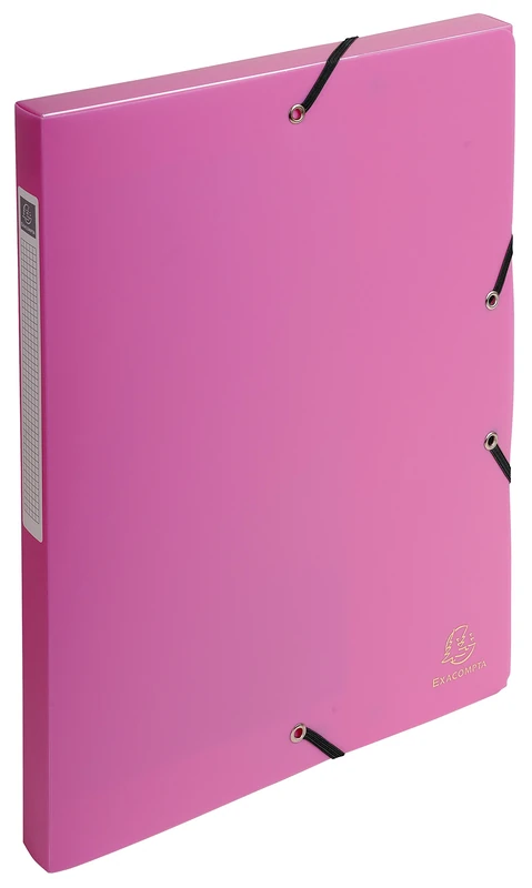 Exacompta - Ref 59604E - Exabox PP Filing Box - 250 x 330mm in Size, Suitable for A4 Documents, 25mm Spine, Opaque Polypropylene, Spine Label - Pink (Pack of 4)