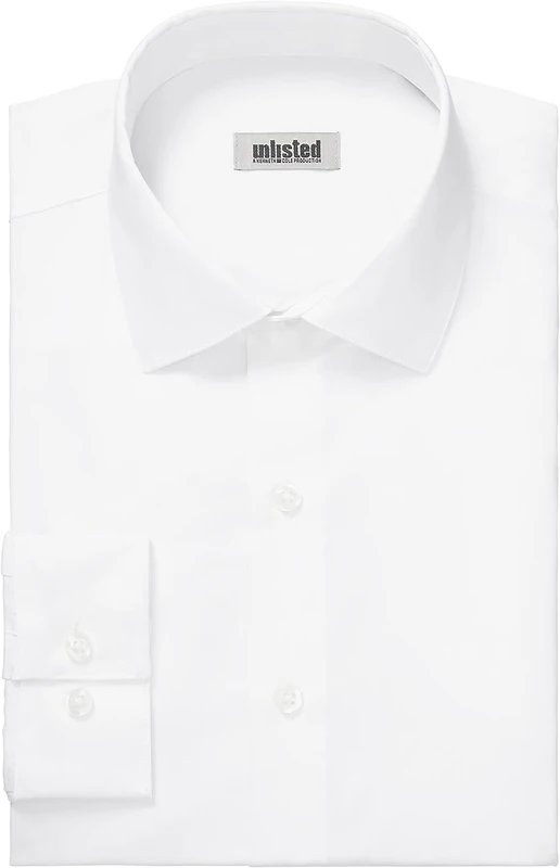 UNLISTED Kenneth Cole Men's Dress Shirt Slim Fit Solid, White, 15"-15.5" Neck 32"-33" Sleeve