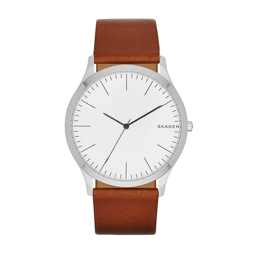 Skagen Watch for Men Jorn, Three Hand Movement, 41 mm Silver Stainless Steel Case with a Leather Strap, SKW6331