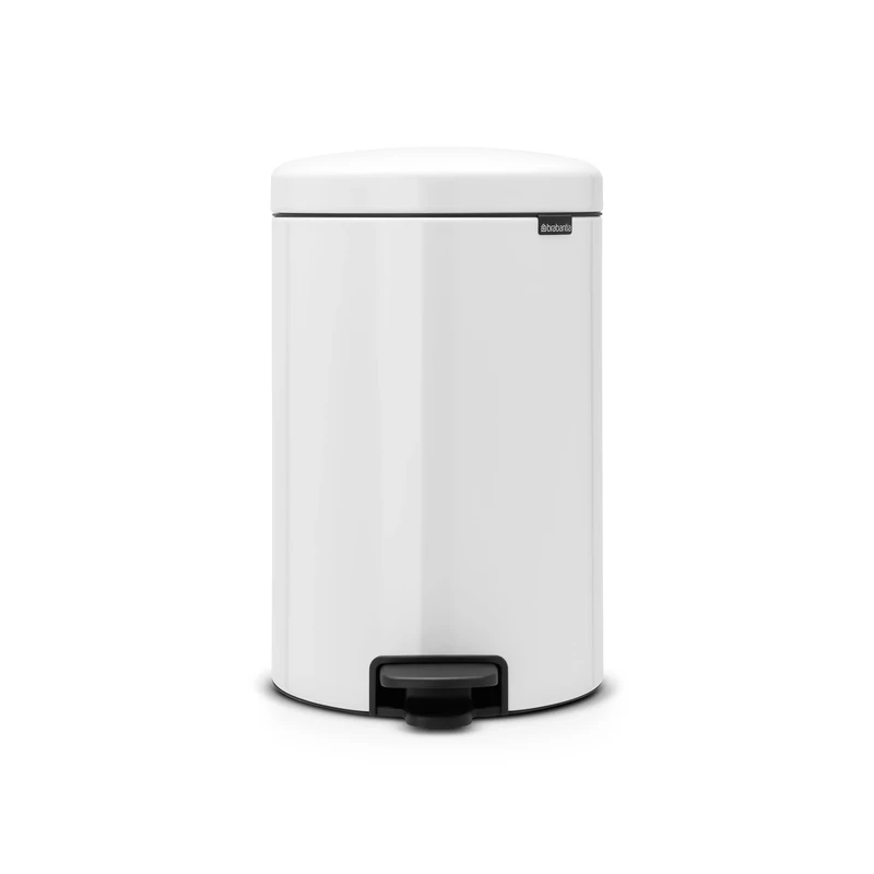 Brabantia NewIcon Pedal Bin 20L (White) Soft-Closure Rubbish Bin with Removable Inner Bucket + Free Bin Bags