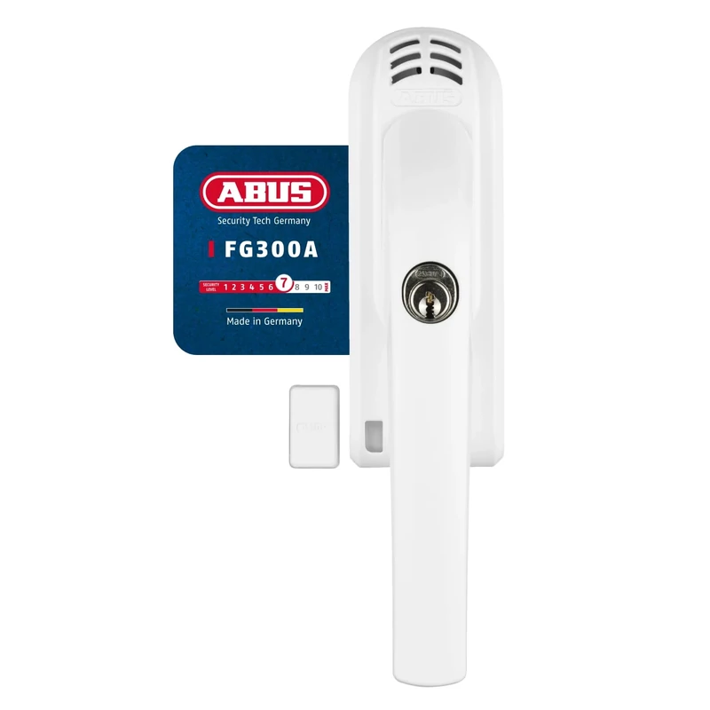 ABUS Lockable window handle FG300A - Window knob with pressure cylinder and alarm function, various locking options - ABUS security level - white