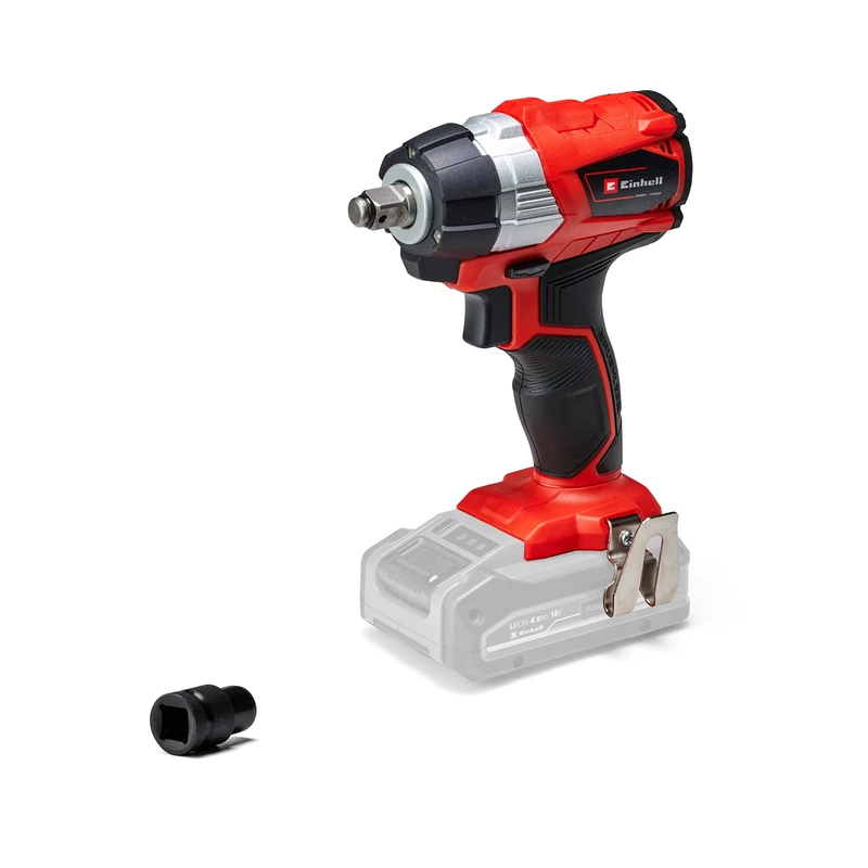 Einhell Power X-Change 215Nm Cordless Impact Wrench 1/2 Inch - 18V, Long-Lasting Brushless Motor, LED Light - TE-CW 18 Li Solo Impact Gun with 1/2" Bit Adaptor (Battery Not Included)
