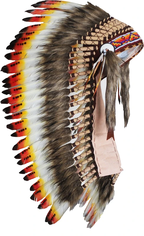 READY FOR HALLOWEEN Y01 Medium Three colors Feather Headdress (36 inch long). - Image 1