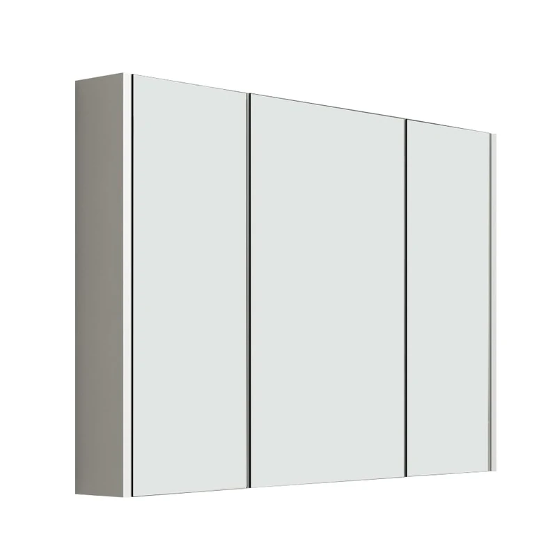 iBathUK Rehaus Wall Mounted Triple Door Mirror, Soft Close Doors with 2 Adjustable Shelves Cabinet, Copper Free Silver Mirror, Modern Bathroom Storage Cabinet in Gloss White, 900mm