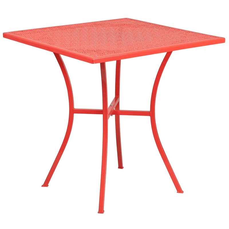 Flash Furniture Oia Commercial Grade 28" Square Coral Indoor-Outdoor Steel Patio Table