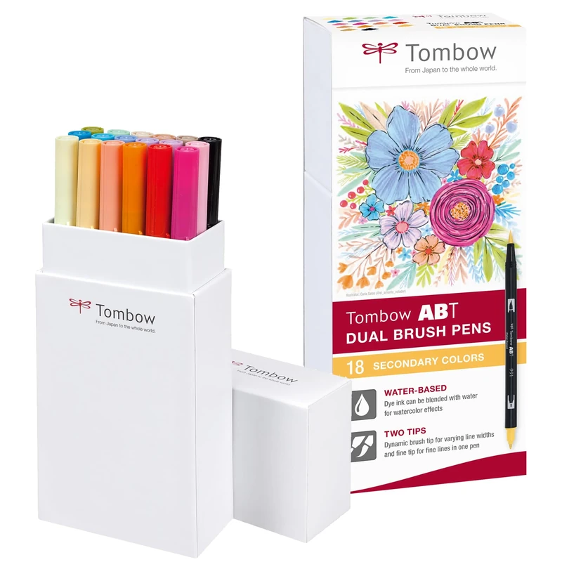 Tombow ABT Dual Brush Pen - Secondary Colours (Pack of 18)