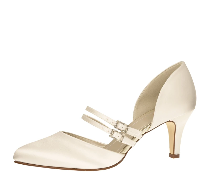 Rainbow Club Bridal Shoes Misty - Pumps, Ivory Satin - Wedding Shoes, Strap - Size 37 EU (4 UK)