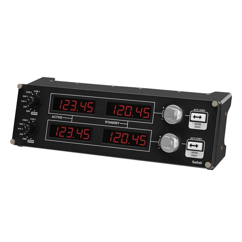 Logitech G 945-000011 Saitek Pro Flight Radio Panel, Professional Simulation Radio Controller, 4 Separate Led Displays, Modular and Customizable, USB, PC, Black