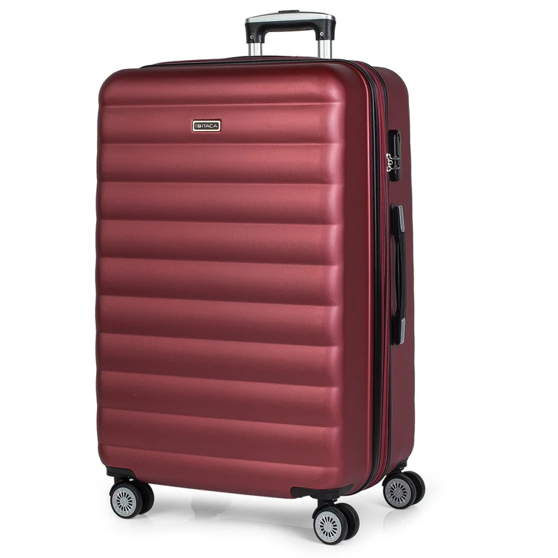 ITACA - Rigid Cabin Suitcase Travel Small Suitcase with Wheels - ABS Hand Luggage Case with Telescopic Handle - Lightweight Suitcase Carry on Suitcase with TSA Combination Lock, Burgundy