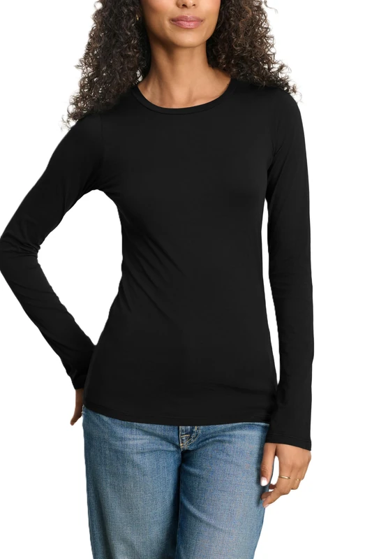 Velvet by Graham & Spencer Women's Zofina Longsleeve Tee T-Shirt, Black, Small