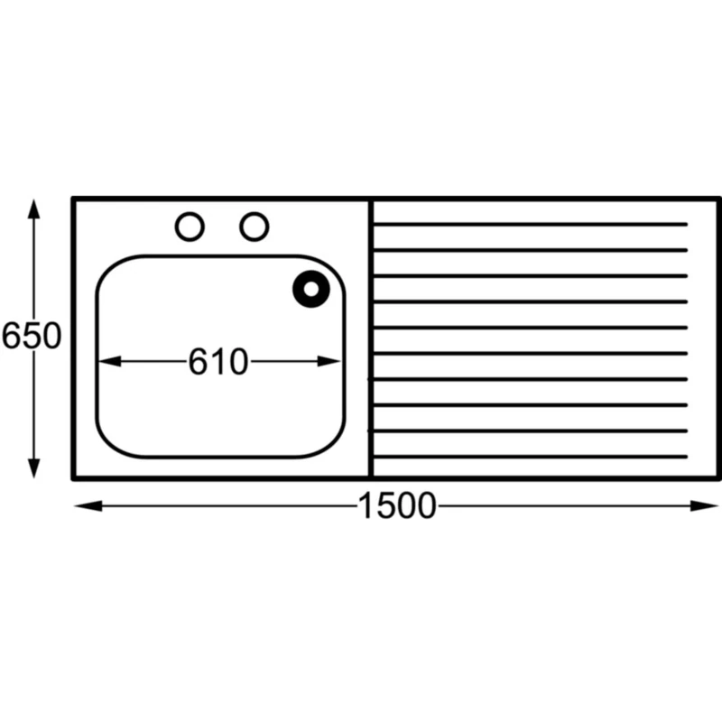 Franke P367 Sissons Stainless Steel Sink, 1500 mm L/H Bowl Includes taps And R/H Drainer Midi Range, Direct