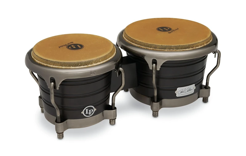 LP Latin Percussion Bongo Raul Rekow Signature 2016, 7,25" + 8,63" Naturfell, Neuseeländische Pinie, Finish: Dark Walnut/Dark Satin Chrome, Comfort Curve II, LP201AX-2RRB