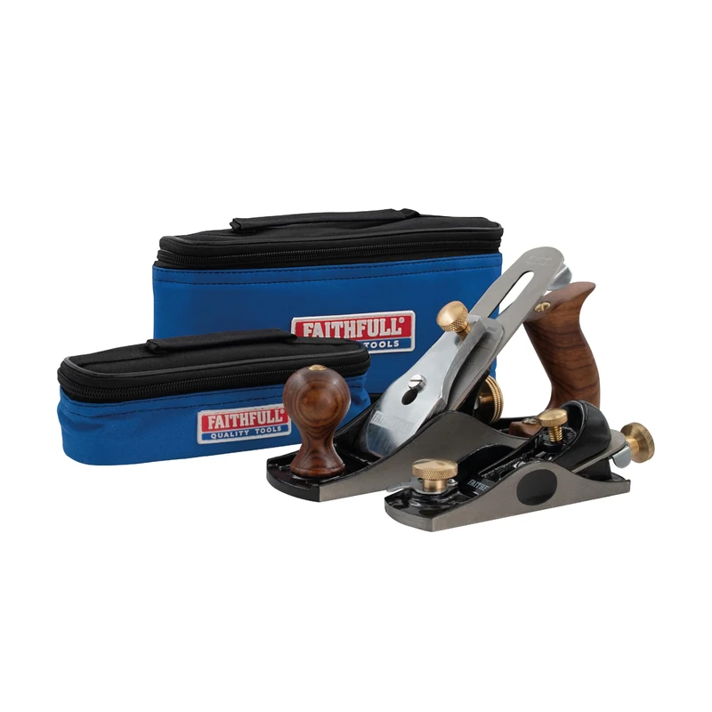 Faithfull No.4 & No. 6012 Plane Set with Canvas Storage Bags – Precision Machined Cast Iron Hand Planes for Smoothing, Trimming, End Grain Work & General Woodworking